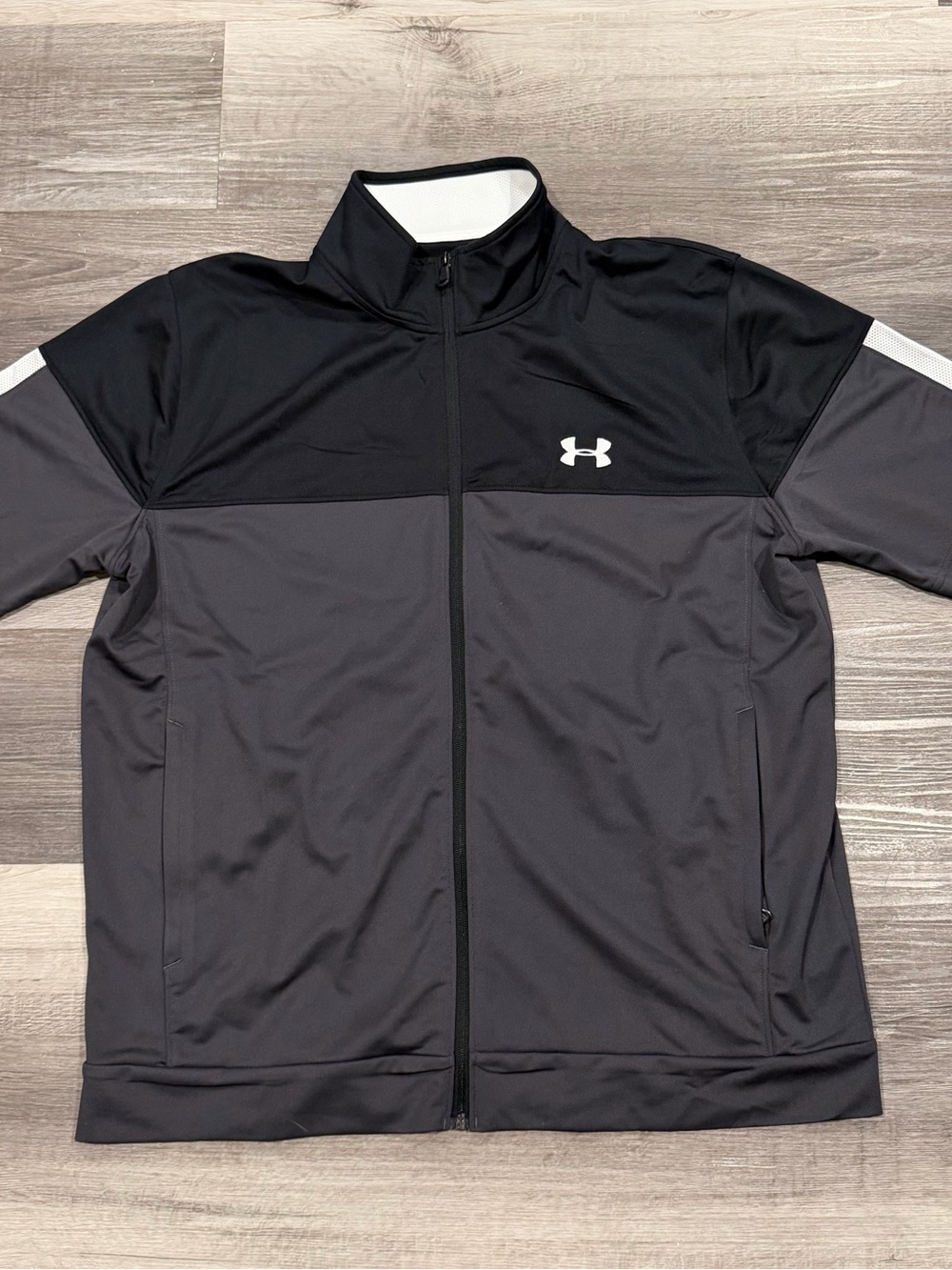 Under Armour Jacket Mens XL Gray Colorblock Full Zip Short Sleeve Windbreaker